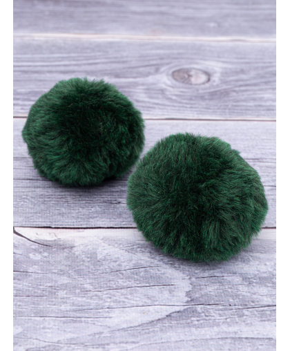Мягкая игрушка для кошки помпон зеленый на резинке 2шт эко мех